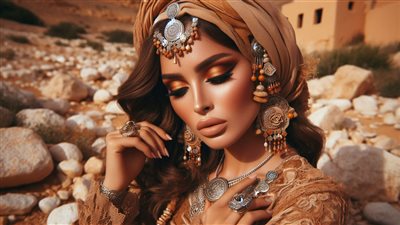 أمل بوشوشة تتألق بمكياج ترابي وإكسسوار تقليدي جزائري