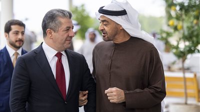 رئيس دولة الإمارات العربية المتحدة يستقبل رئيس إقليم كردستان العراق